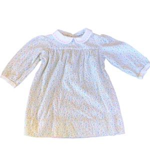 Ralph Lauren Smocked Dress, white collar, pastel floral pattern, 9m